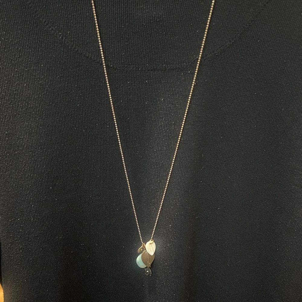 American Eagle Outfitters Silver-Tone Necklace with Blue and White Accents